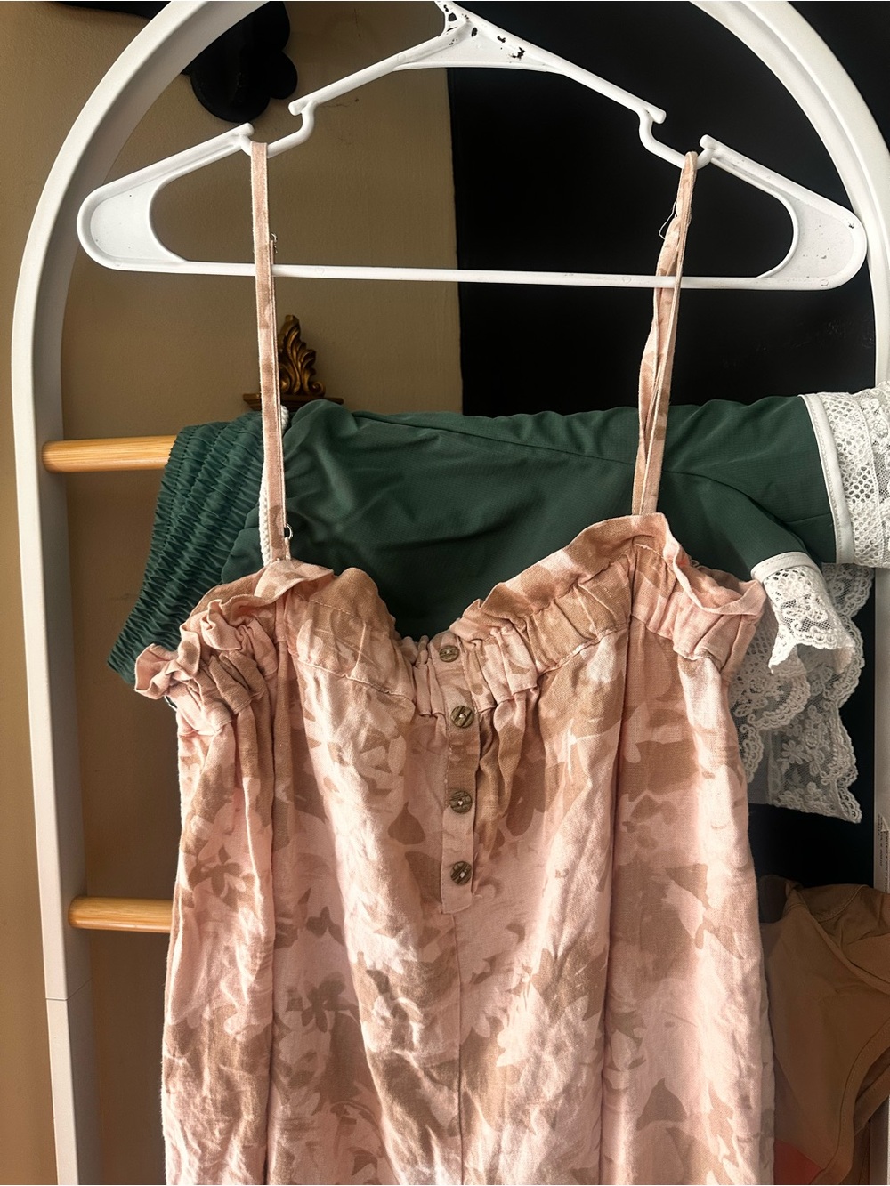 Blush Pink Floral Cami Dress with Buttons